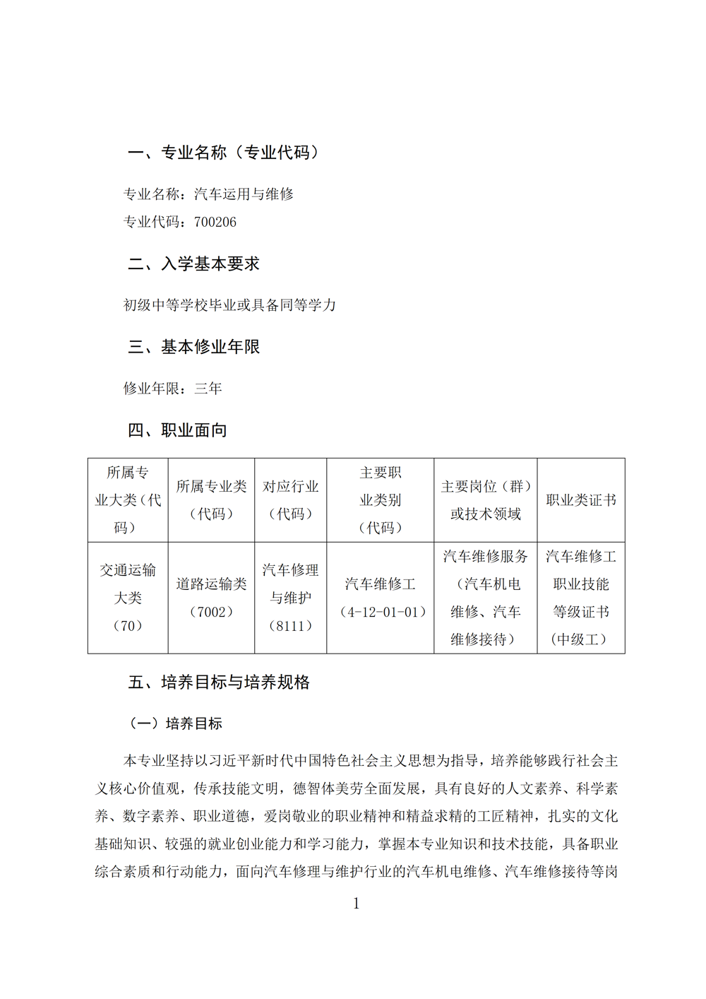 汽车运用与维修专业人才培养方案（2023年）_03