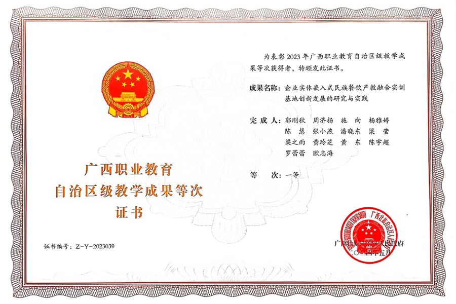 职业教育获奖证书